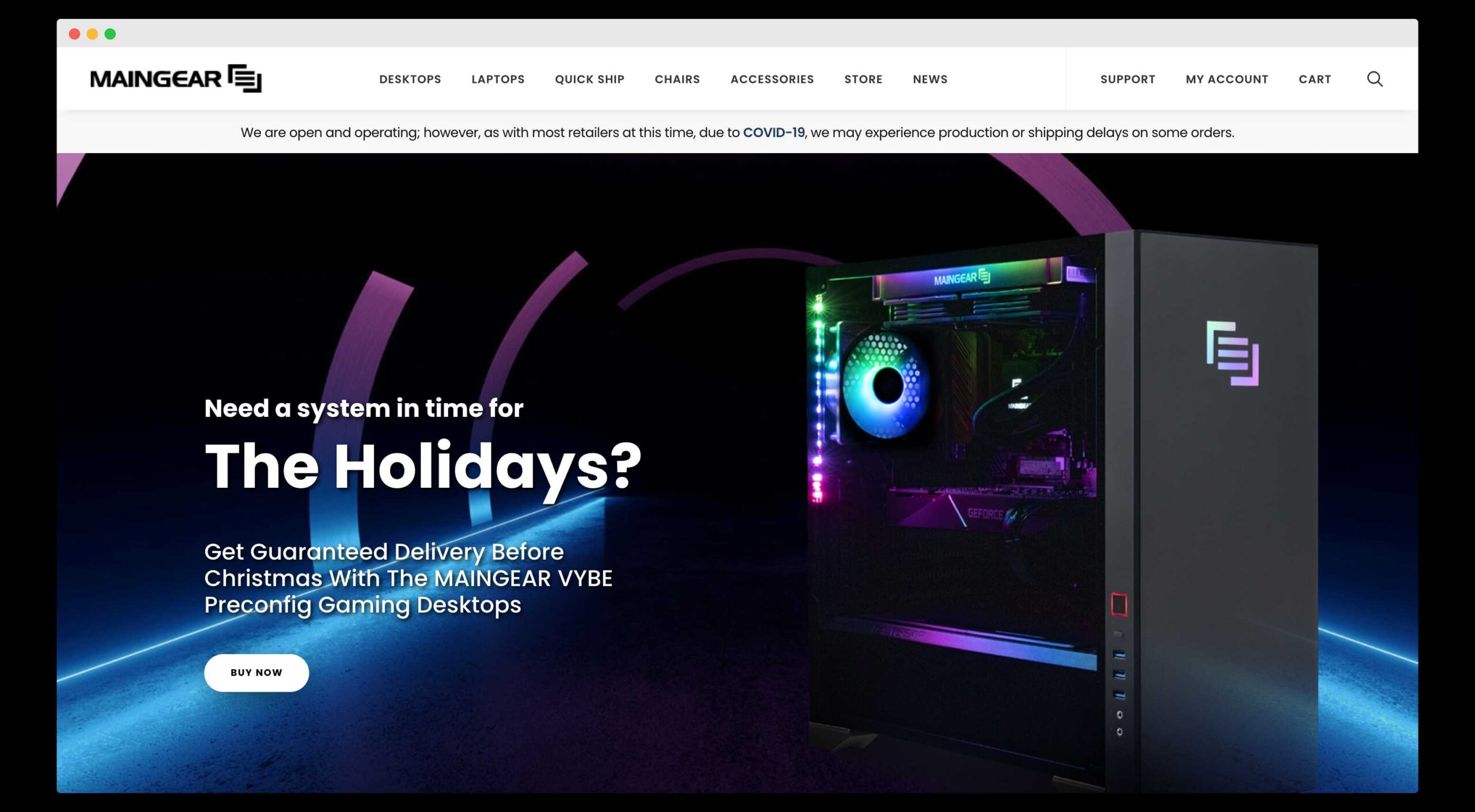 maingear, a website for custom built pc