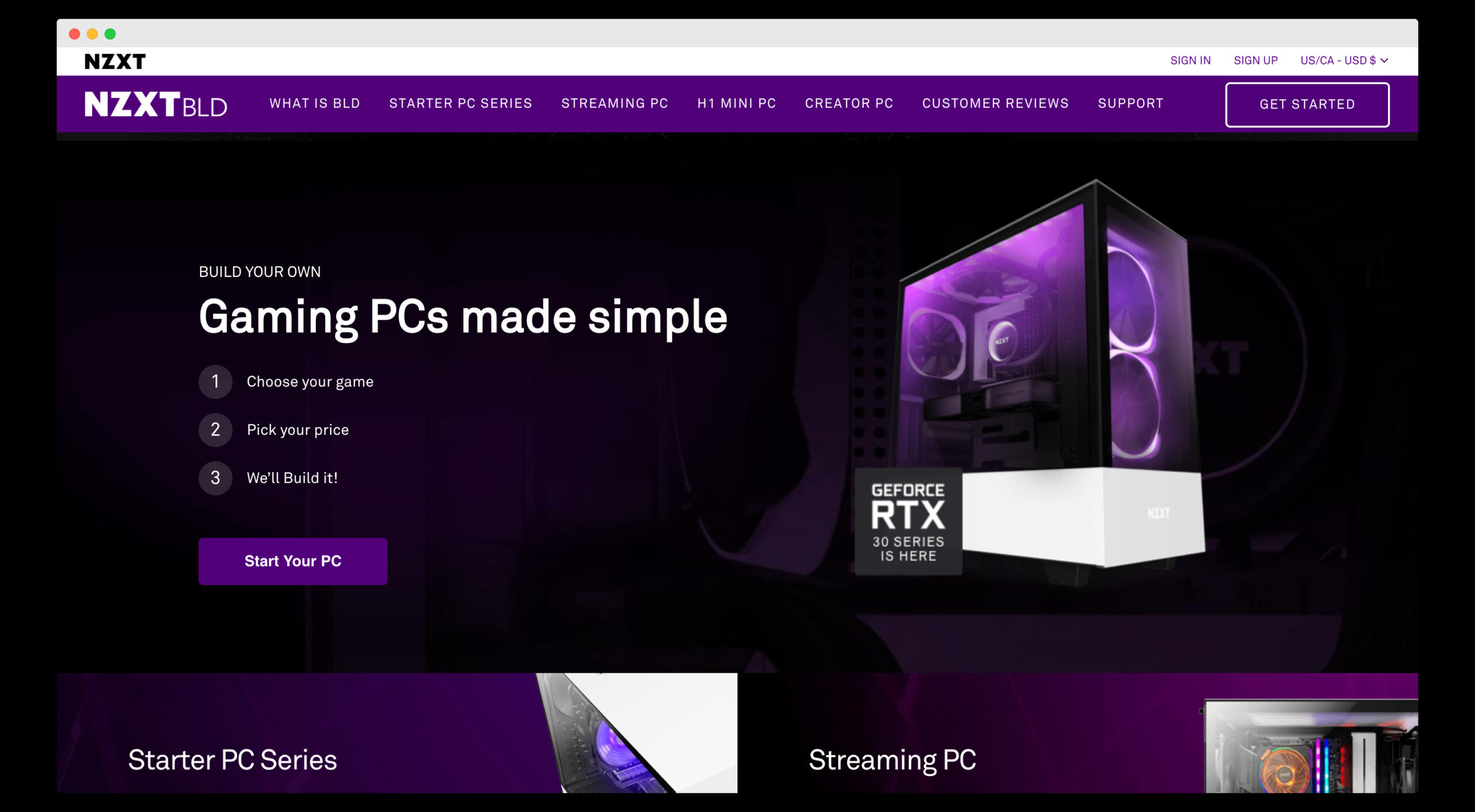 nzxt bld, a website for pre-built pcs and customized pcs